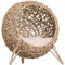 PawHut Wicker Cat House, Rattan Elevated Cat Bed with Three Tripod Legs, Ball-Shaped Cat Basket with Cushion - Natural Wood Finish