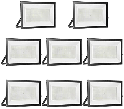 8 Pezzi 300W Faretto LED da Esterno 30000LM Super Luminosa Bianco Freddo 6000K Fari LED Lampada, Impermeabile IP65 Proiettore Faro, Luce di Sicurezza per Giardino Corridoio Piazza Cortile Garage