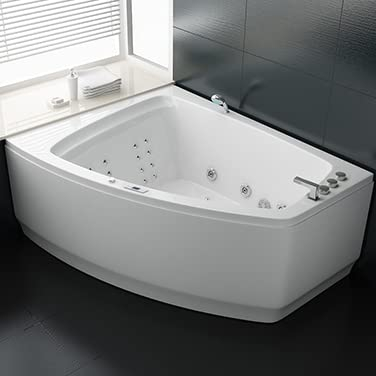 PureHaven Whirlpool 180x140 cm Reinigungsprogramm & Lichttherapie modernes Design Wasserfall 12 Hydrojets Bluetooth-fähiges Soundsystem