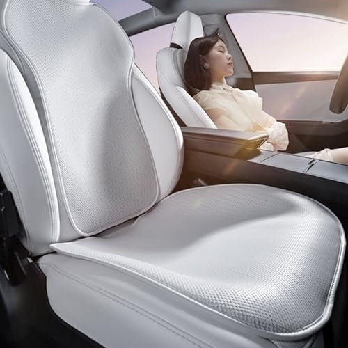 TOPABYTE Car Seat Cushion Covers Full Set Front Rear for Tesla Model 3 Highland 2025 2017-2024 Four Seasons Universal Ice Silk Protector Pad Mat (Without LOGO)