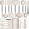 Juego de utensilios de cocina, 26 piezas, utensilios de cocina de silicona, resistentes al calor, con soporte para utensilios, antiadherente, con mango de acero inoxidable, apto para lavavajillas,