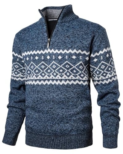 Herothorn Pullover in Pile da Uomo con Collo Alto e Zip Felpa in Micropile 1/4 di Zip a Manica Lunga Leggera a Collo Alto Lavorata a Maglia Pullover a Maglia Grossa Ispessita a Collo Alto