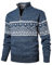Herothorn Mens 1/4 Zip Christmas Knit Jumper Casual Festive Sweater Long Sleeve Fleece Lined Pullover Novelty Turtle Neck Quarter Zip Knitwear Top Navy Blue