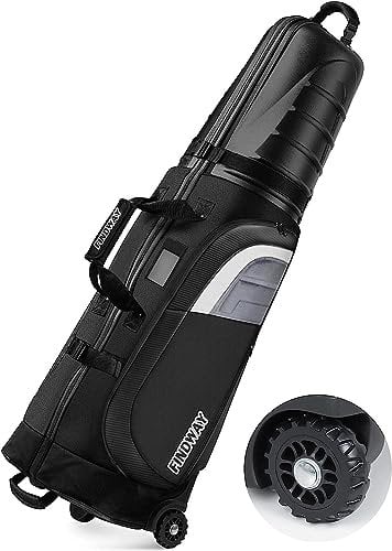 Findway Golf Reisetasche mit Rädern, Hochwertige wasserdichte Golftasche für Reisen und Flüge mit Rädern und Hartem Kopfteil, Schutz für Schläger, Tragbar und Leicht