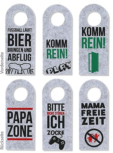 FunX® Filz Türanhänger 3er Set - Kreative Türhänger mit lustigen Botschaften für die ganze Familie - Ideale Geschenkidee für Geburtstag, Vatertag oder Muttertag