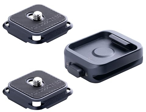 PGYTECH Schnellwechselplatte & Klemme, Arca-Swiss Kamerahalterung mit 1/4 bis 3/8 Gewinde für Sony/Nikon/Fuji/DJI, Wechsel zwischen Stativen/Gimbals/Slidern/Stabilisatoren (Zwei Platten + Klemme)