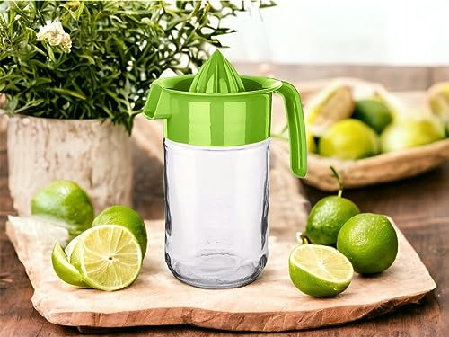 Glass Jar Manual Hand Juicer Citrus Lime Orange Lemon Fruit Press Squeezer Strainer Fresh Juice filter Healthy Kitchen Gadget Non Slip No Electricity No Noise 660ml (660ml Lemon Squeezer Green)