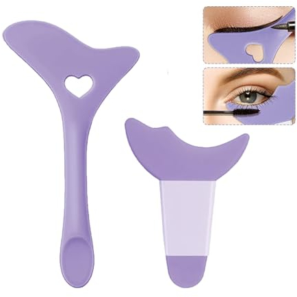 RabbFit Pack of 2 Eyeliner Stencils, Eye Makeup Aid, 2 Styles Achieve the Perfect Winged Eyeliner, Reusable Silicone Stencils for Beginners (Purple)