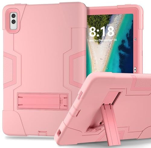 Custodia per tablet Lenovo Tab M10 5G 10,6 pollici TB-360ZU (2023), cavalletto integrato, custodia rigida in morbido silicone ibrido, protezione completa del corpo antiurto, rosa