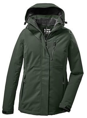 killtec Damen Funktionsjacke/Outdoorjacke mit abzippbarer Kapuze KOW 140 WMN JCKT, grüngrau, 46, 37411-000, grün/grau