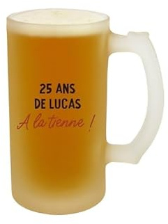 CADEAUX.COM - Verre à Bière personnalisable pour Homme de 25 ans - Message Personnalisable - Verre Personnalisé - Cadeau Anniversaire - Cadeau Homme