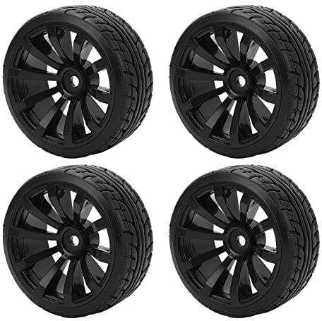4-teiliges 1/10 Drift-Autoreifen-Set, Hartreifen Driften auf der Straße, RC-Gummiräder, Geeignet TT02-Modellautos, Schwarz