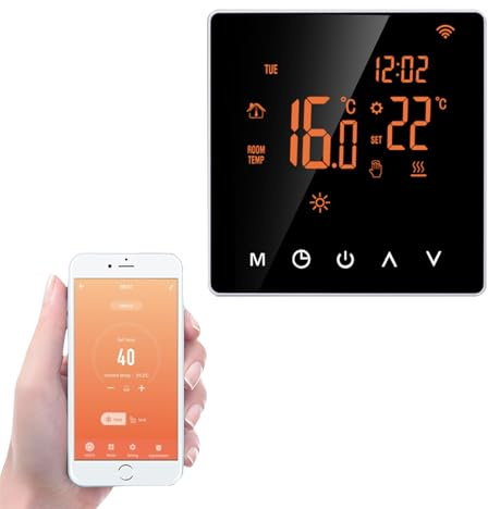Qiumi Smart Thermostat, Combi Gas Water Boiler Heating Dry‑Contact | 3A 95‑240V AC, smart thermostat for combi boiler, compatible with Alexa and Google Home for gas water boiler heating