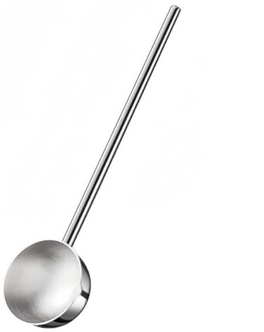 Povxlum Small Soup Ladle Stainless Steel Metal Deep Spoon with Pour Spout 2 Oz Long Handle Ladles Heat- 10.5 Inch
