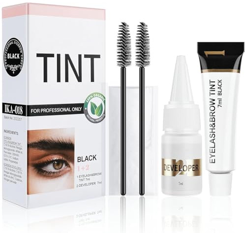 Lash Color Kit, Professional Black Lash and Brow Set with Natural Ingredients, Stay-True Vibrant Color, Safe & Easy Home DIY 7ml (Black)