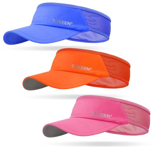Sukeen Sport-Sonnenblende für Herren und Damen, leicht, verstaubar, kühlend, dehnbar, für Laufen, Tennis, Golf, 3 Stück