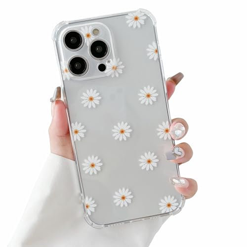 ZTOFERA Case for iPhone 16 Pro, Transparent Clear Soft TPU Case with Daisy Pattern, Ultra Slim Anti-scratch Silicone Gel Protective Bumper Cover for iPhone 16 Pro (6.3) - Daisy