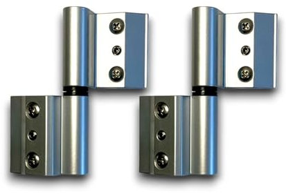 Sivenci - Confezione da 2 cerniere per profilatura convenzionale 40 × 20 | Cerniere a 2 corpi per profili 40 x 20 | Per porte e finestre praticabili o apribili | apertura interna destra | argento