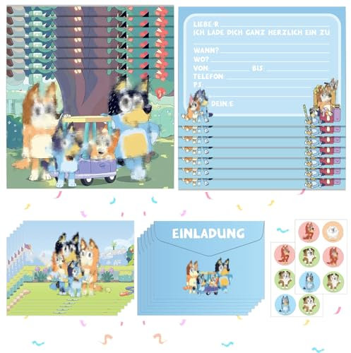 yumcute 12pcs Einladungen,Einladung Kindergeburtstag mit Umschlägen und Aufklebern Geburtstagsparty Einladungen,Partyeinladungen Einladungen Kinder für Mädchen und Jungen