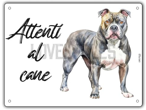 Hundeschild aus Metall, verschiedene Rassen, UV-Druck, wetterfest, Größe 15 x 20 oder 20 x 30 cm (AMERICAN BULLY ganz, 20 x 30)