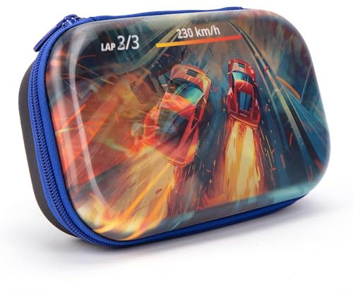 ZIPIT 3D-Federmäppchen für Jungen, Linsenraster-Bleistiftbox für die Schule, große Kapazität, Schreibwaren-Organizer-Box, Autorennen