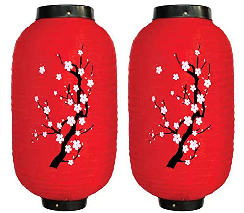 AMZLORD Lámpara de Linterna de Flor de Ciruelo Chino de 25 cm, Decoraciones de Restaurante de Tela Larga