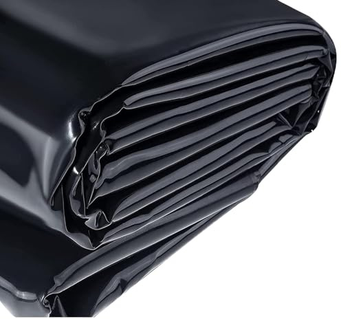0.12mm Schwerlast Teichfolie Schwarz Wasserdicht Membran 3x3 6x9 11x15 12x20m Reißfest Polyethylenfolie für Garten Fischteiche und Brunnen(10x12.0M)