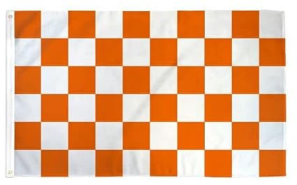 Bandiera a scacchi arancioni e bianchi, 9 x 152 cm