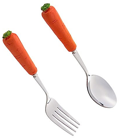 HONITANO Couverts Garçon Fille Acier Fourchette Et Cuillère Carotte Pour Repas à Et Pique-