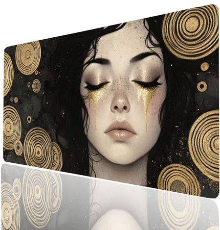 Woman Mouse mat Abstract Gaming Mouse Pad Large 70x30x0.3CM Stitched Edges Washable, Desk Mat Non-Slip Rubber Base, Mousepad Improves Speed Precision for Gaming Laptop PC Wireless Keyboard Model-06132