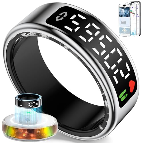 Gulemfy Smart Ring für Herren Damen, 2026 Upgrade Smartringe mit LED Anzeige, Fitness Ring IP68 Wasserdicht, Gesundheitsring mit Herzfrequenz/SpO2/Schlaftracker für Android und iOS