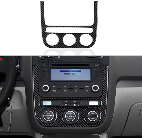 Auto Carbon Fiber CD Panel Cover Trim Aufkleber Kompatibel mit Volkswagen Jetta V/Golf/Golf GTI/Golf Plus/Golf R32 / Variant Interieur Zubehör (B)