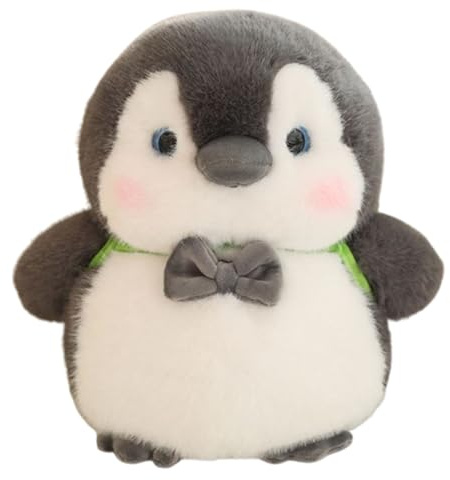 Xiyocadt 25 cm Pinguin Kuscheltier, Pinguin Plüschtier mit Schleife, Pinguin Stofftier zum Kuscheln & Spielen, Plüschpinguin Kissen Puppe Geschenk für Mädchen Jungen Kinder Erwachsene (Grau-25cm)