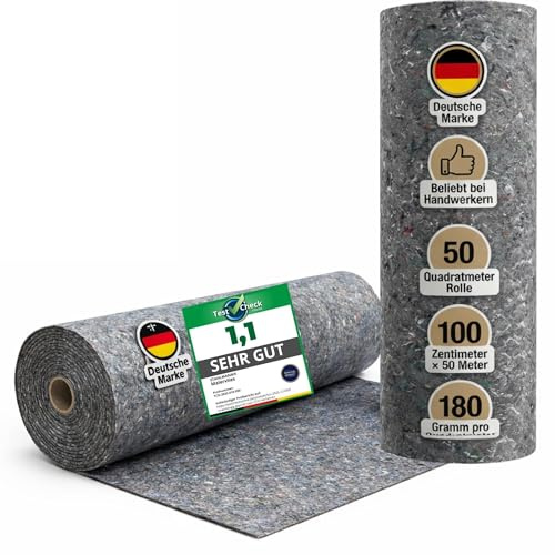 STAHLMANN® Malervlies [4 x 50 m²] 180 g/m² Abdeckvlies 50 m x 1 m | Malervlies 50 m x 1 m | 180 g/m² | Abdeckvlies | Malerflies | saugstark & reißfest | Boden, Möbel, Treppen