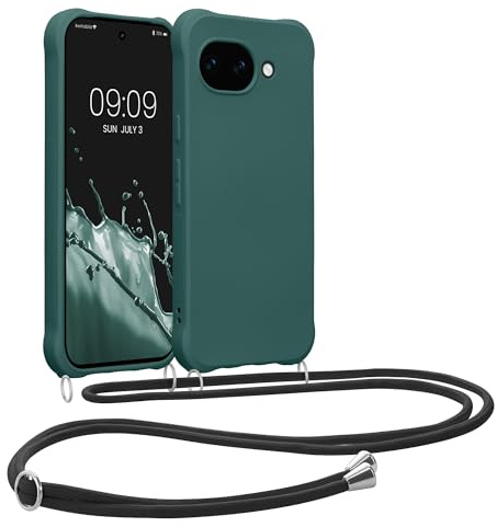 kwmobile Necklace Case kompatibel mit Google Pixel 10a Hülle - Cover mit Kordel zum Umhängen - Silikon Schutzhülle Petrol