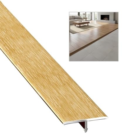Barre De Seuil En Aluminium,Profilé De Transition De Sol En Forme De T Longueur 50 60 70 80 90 120-160cm Bande De Transition De Sol,Pour Les Joints De Sol Moquette Et Carrelage(Gold,2x160cm)