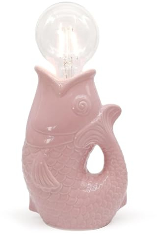 Mea-Living GmbH Lucia LED Tischleuchte Fisch, rosa H:17 cm mit Keramiksockel, batteriebetrieben - Maritime Tischlampe, Lampe, Moderner Deko Stil maritim, Tierleuchte
