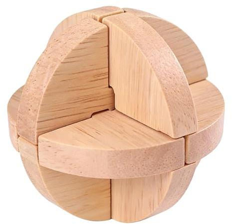 Holz Puzzle Ball - 7cm Knobelspiel Kugel | Intelligenzspielzeug Aus Holz, 3D Denkspiel Für Kinder & Erwachsene, Fördert, Konzentration & Feinmotorik, Lernspielzeug & Reisespiel