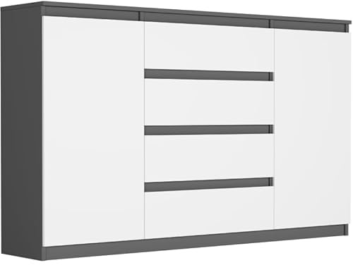 Framire Flurkommode mit Schubladen und Schränken, Anthrazit Mix Weiß - 160 x 40 x 98 cm - Modern R-160-S4