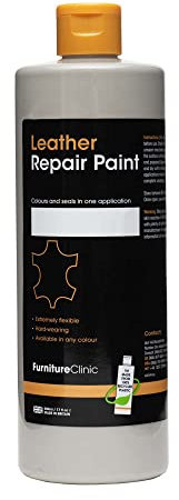 Furniture Clinic Leather Repair Paint & Dye | Self Seal Colourant for Quick and Easy Leather Repair | Suitable for Leather Sofas, Leather Car Seat, Shoes, Handbag, and More - Light Grey, 50ml