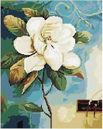 GMMH Diamond Vollbedeckung mit Holzrahmen Painting Set Bild 40 x 50 Diamant Malerei Stickerei Handarbeit Basteln Mosaik Steine Blumen Korb Haus am Bach (GZ1248)