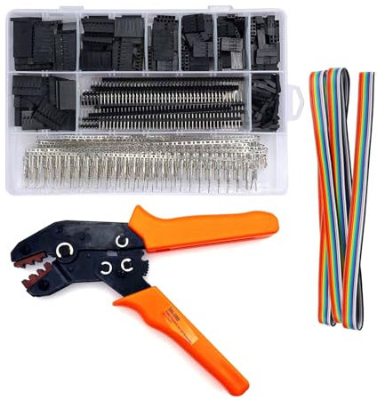 JZK Dupont crimper herramienta de engarce de trinquete alicates SN-28B con dupont macho Kit de conectores de clavija hembra 2.54 mm pin encabezado para equipamiento de impresión 3D RPi Arduino