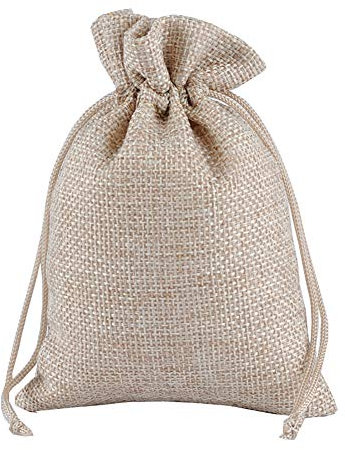 JIHUOO 10 Stücke Jutesäckchen Jute Sack Jutebeutel Tasche Säckchen Geschenksäckchen für Hochzeitsfeier 17 x 23 cm
