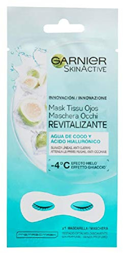 Garnier Augen-Tuchmaske, mit Kokoswasser & Hyaluronsäure, glättet feine Linien, mildert geschwollene Augen, Skin Active, (1 Stück)