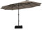COSTWAY Parasol de Jardin Extérieur 460 x 270 CM Grande Taille XXL, Parasol Plage à 12 Côtes Base Renforcée Manivelle Poteau Métal Toile Polyester, Parasol Double Jumeau pour Patio, Terrasse (Café)