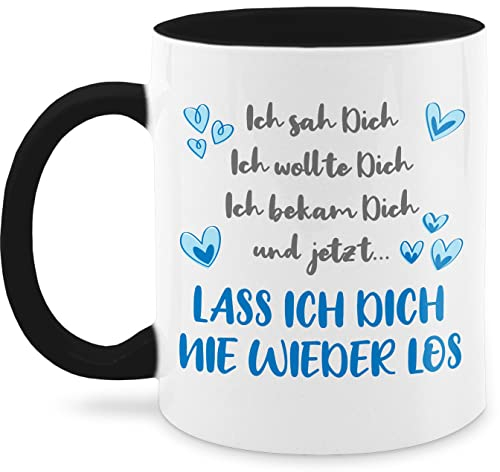 Tasse Tassen 325ml - Partner Freund & Freundin - Ich sah Dich, ich wollte Dich, ich bekam Dich Geschenk Valentinstag Mann Valentinstaggeschenk Frauen Sie Ihn - 325 ml - Schwarz - partnertasse