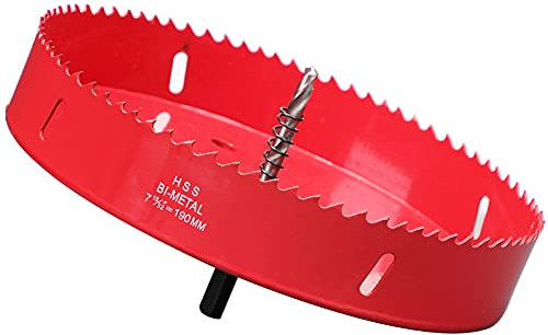 Ihomepark Hole Saw 195 mm, M42 HSS Hole Drill Set Bi-Metal with Hexagonal Shank and Centring Metal Drill Bits Set for Metal, Iron, Aluminium, Wood, Drywall, Plastic, Fibreboard/Red