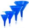 Liqvee Funnel Blue in 4 Different Sizes (122, 101, 76 & 50mm) Durable & Non-Toxic Food Grade Plastic -Funnels for Filling Bottles or Containers – Ideal for Kitchen, Garage & Labs (Blue)
