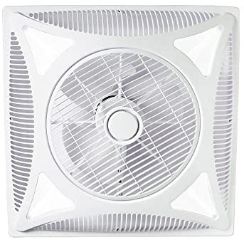 Ventilador de techo con luz cuadrado, techo desmontable armstrong, empotrable panel 60x60, blanco, mando y rejilla giratoria.