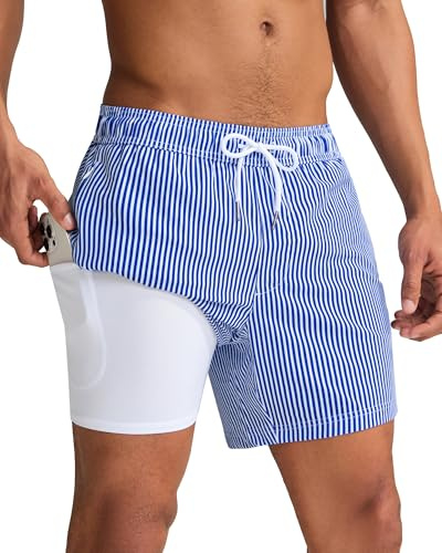 maamgic Mens Swim Trunks with Compression Liner 5 Inch Quick Dry for Beach